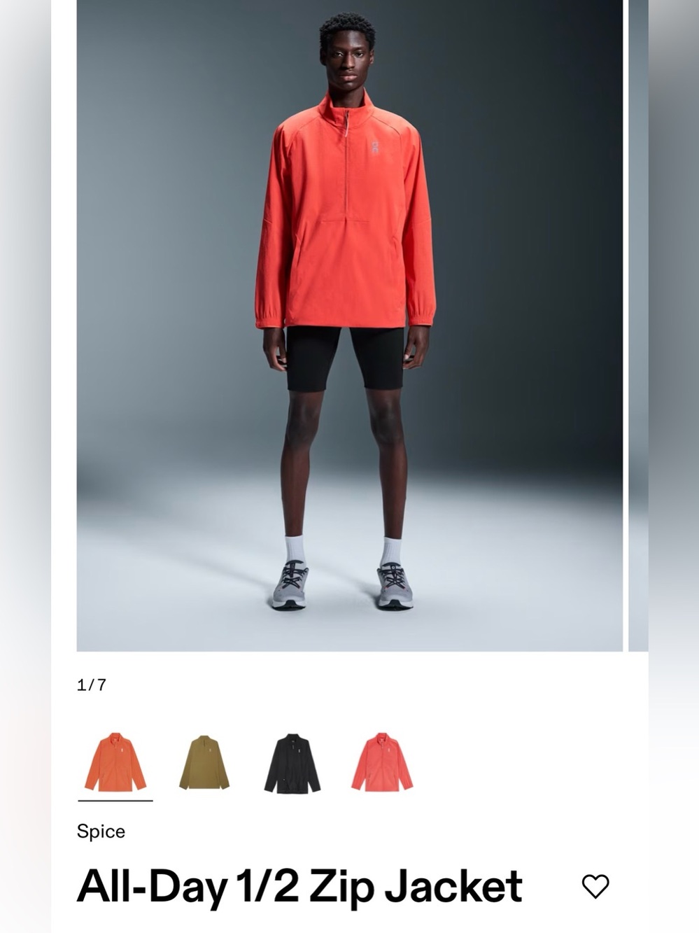 On Running - Men’s All Day Half Zip in Spice NWOT